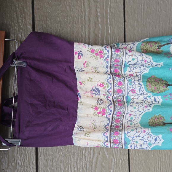 Anthropologie Maeve Purple Print Halter Maxi Dress 2 - Picture 5 of 12